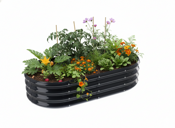 GRZĄDKA WARZYWNO-KWIATOWA 120 X 60 X 30 CM OWALNA ANTRACYT