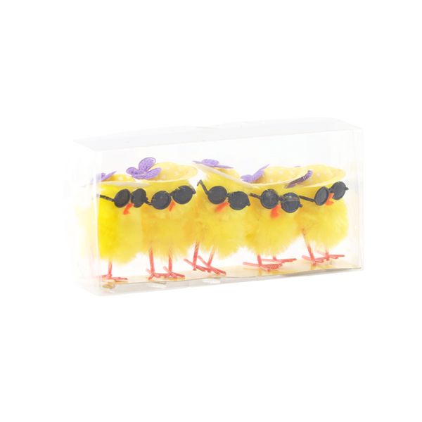 SET OF 5 EASTER DECORATIONS - CHICKS WITH GLASSES 12 x 3,5 x 5 CM