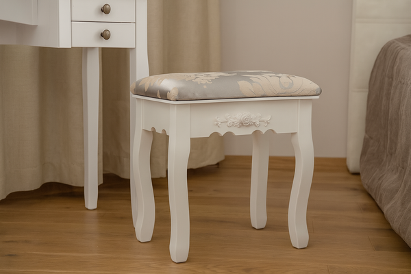 TABORET VINTAGE BIAŁY 38 x 28 x 45 cm *8447