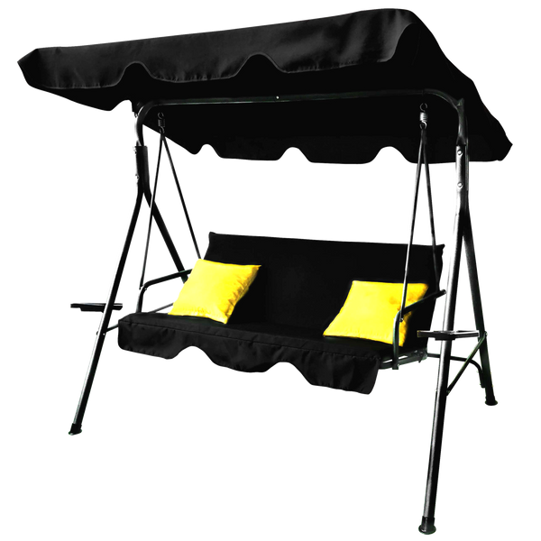 SWING GARDEN A-TYPE 170 X 110 X 153 CM BLACK WITH YELLOW PILLOWS AND CUP HOLDERS