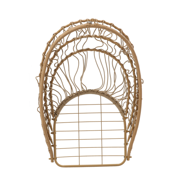FOTEL WISZĄCY SKŁADANY ERIS BRĄZOWY, PODUSZKA - SZARA, RAMA - CZARNA