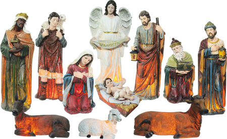 SET OF 11 CHRISTMAS FIGURES 120 CM RESIN ILLUMINATED