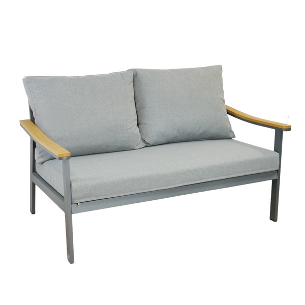 ALUMINUM FURNITURE "LUBLANA" SET (SOFA + 2 ARMCHAIRS + TABLE) GREY + GREY CUSHIONS