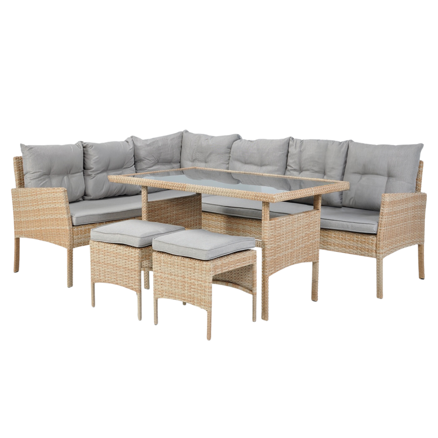 ZESTAW MEBLI RATTANOWYCH "BERNO" (SOFA NAROŻNA + 2 PUFY + STÓŁ) BEŻOWY + SZARE PODUSZKI pol_pl_ZESTAW-MEBLI-RATTANOWYCH-BERNO-SOFA-NAROZNA-2-PUFY-STOL-BEZOWY-SZARE-PODUSZKI-2312_1