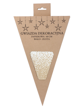 Stea decorativă din hârtie 60 cm albă - aurie ambalaj=12buc *2174