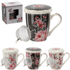 PORCELAIN MUG WITH INFUSER AND LID 340 ML ASSORTED FLORAL PATTERNS 