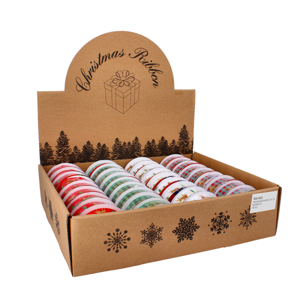 CHRISTMAS DECORATIVE RIBBON MIX DESIGNS 2.5 CM x 2.7M