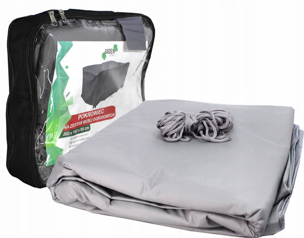 POKROWIEC NA ZESTAW MEBLI OGRODOWYCH 200x160x90cm SZARY *1460