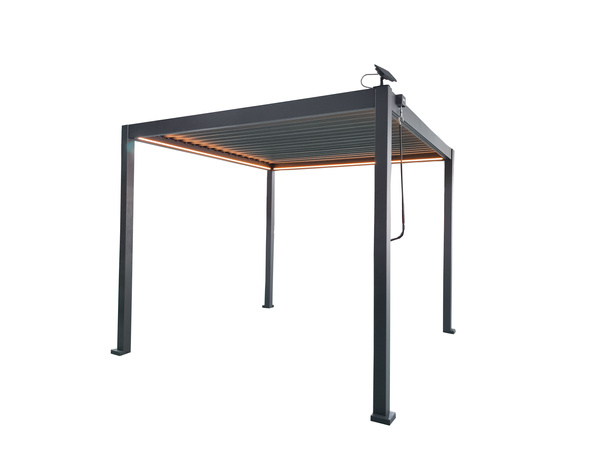 PERGOLA OGRODOWA ALUMINIOWA SZARA LED 3 x 3 x 2,5 M