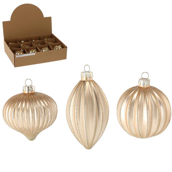 GLASS ORNAMENT - GOLD MIXED PATTERNS