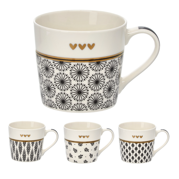 KUBEK PORCELANOWY 400 ML GAŁĄZKI ZE ZŁOTYM WZOREM opak=12szt *7932