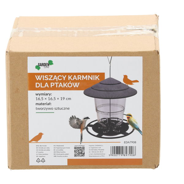 KARMNIK DLA PTAKÓW PLASTIKOWY 16,5 x 16,5 x 19 CM *7908