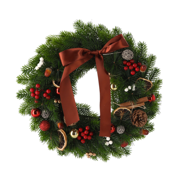CHRISTMAS WREATH LED 40 CM 40 L GREEN WITH BROWN BOW