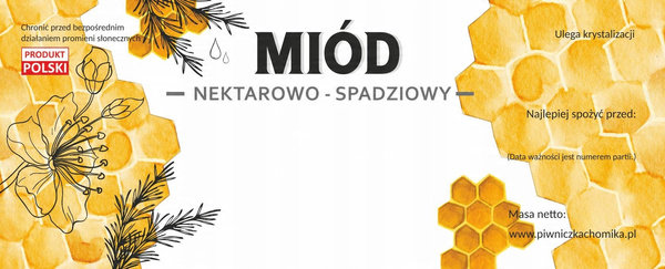 KPL. 100 ETYKIET MIÓD NEKTAROWO-SPADZIOWY 154 x 60 MM *8214
