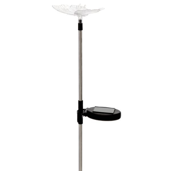 SOLÁRNA LAMPA LATIS 12,5 x 9,5 x 70 CM STRIEBORNÁ Kolibrík / Motýľ / Vážka Studená Biela *4344