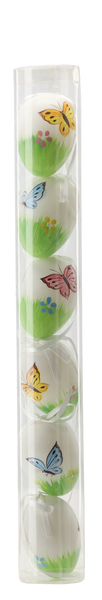 SET OF 6 EASTER EGGS 6 CM WITH BUTTERFLIES COLOR MIX TUBE