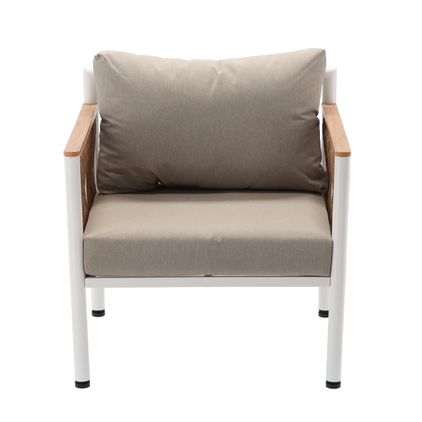 ZESTAW MEBLI ALUMINIOWYCH "BELGRAD" (SOFA + 2 FOTELE + STOLIK) BEŻOWY + BEŻOWE PODUSZKI