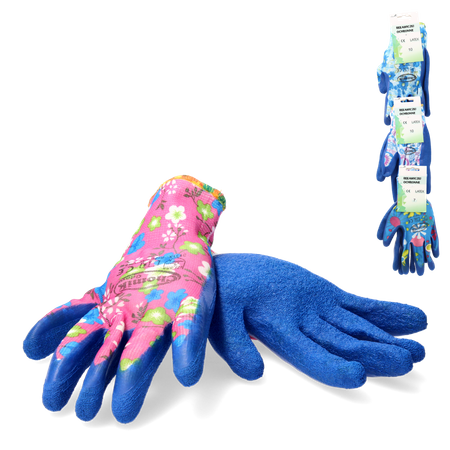 PROTECTIVE GLOVES "10" KNITTED PATTERN WITH POLYESTER COATED WITH LATEX pack=12