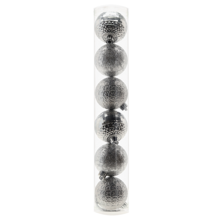 KPL. 6 BOMBIEK 6 CM ČERVENÝ/ZLATÝ/STRIEBORNÝ MIX VZOROV (TUBA) *2983