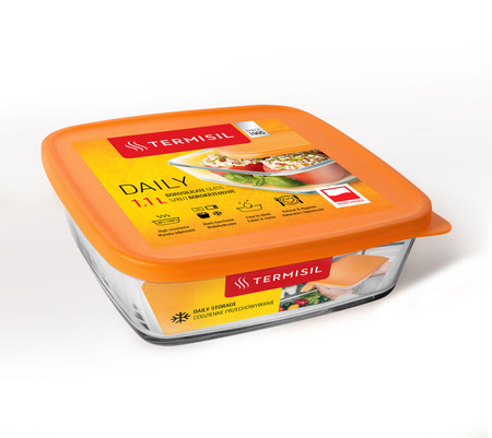 RECIPIENT 1,1L PENTRU STOCARE cu capac din plastic - culoare portocalie*2716