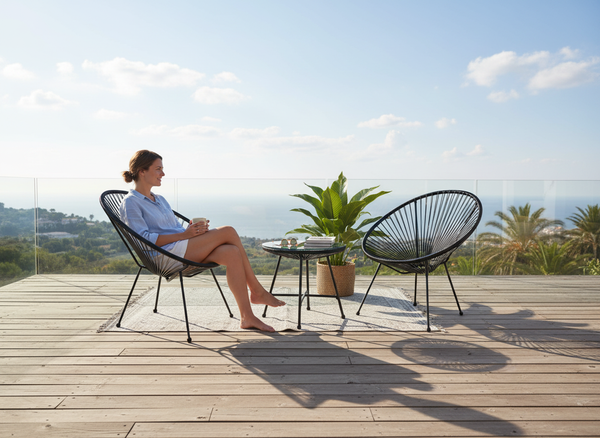 ZESTAW MEBLI OGRODOWYCH (2 KRZESŁA, STOLIK) - CZARNY