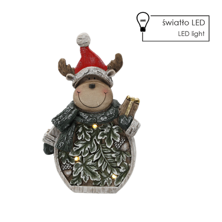 FIGURINA CRĂCIUNULUI - REN MĂNDIRI CU FRUNZI 24 X 9,5 X 38,5 CM LED *1186