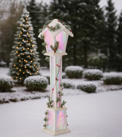CHRISTMAS WHITE LED LANTERN 18 x 18 x 100 CM