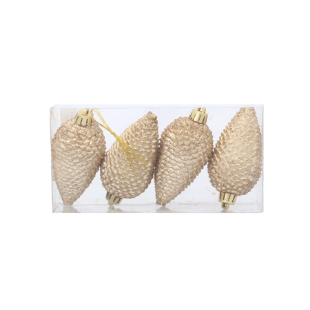 KPL. 4 OZDÓB CHOINKOWYCH SZYSZKA 8 CM CZERWONY/ZŁOTY/SREBRNY *3188