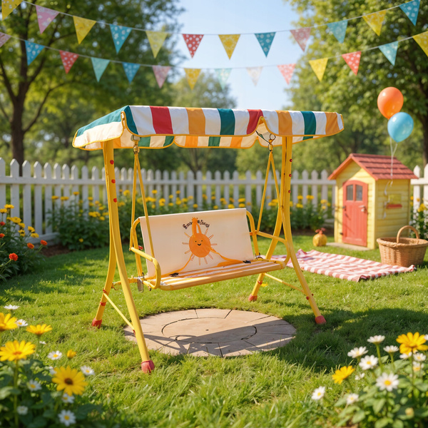 TWO-SEATER GARDEN SWING 117 x 73 x 107 CM WITH A CAP