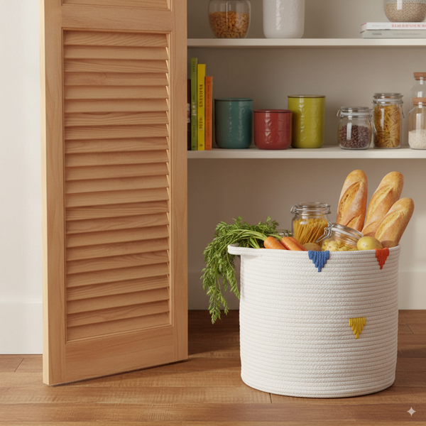 COȘ PENTRU RUFĂRI/JUCĂRII 27 x 24 CM ROTUND ALB CU MODEL COLORAT M *4984