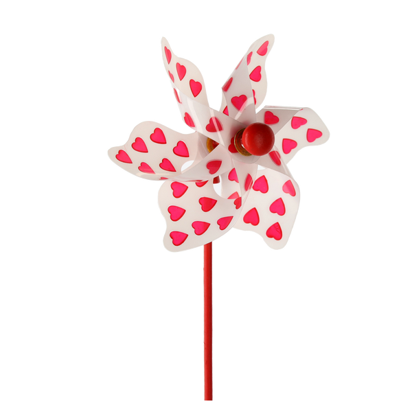 PINWHEEL WITH HEARTS 9 x 27,5 CM WHITE/RED