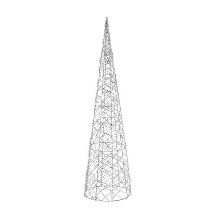 OZDOBA ŚWIĄTECZNA - CHOINKA LED STOŻKOWA 60 CM SREBRNA *6376
