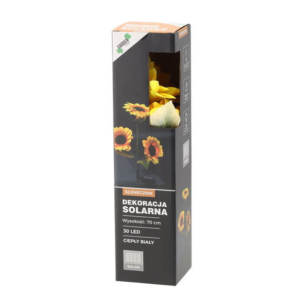 LAMPĂ SOLARĂ H 70 CM FLOAREA SOARELUI 30 LED CĂLDURIE ALBĂ disp=12buc *4668