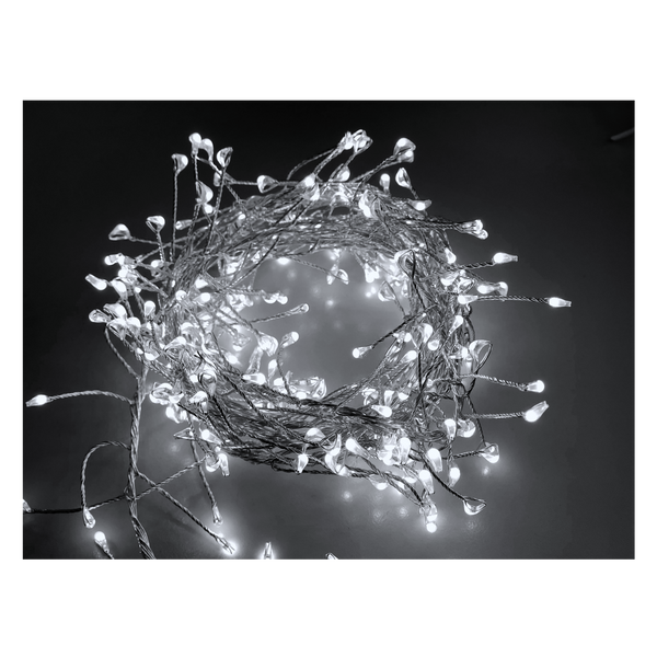 LAMPKI MICRO LED CLUSTER 150L ZIMNY BIAŁY, DŁ. 0,3 + 1,5 M NA BATERIE *1810