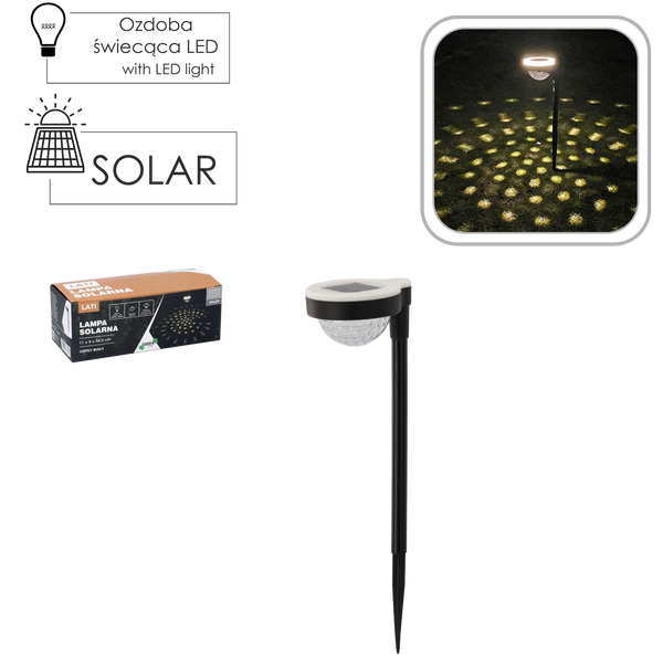 LAMPĂ SOLARĂ 11 x 9 x 38,5 CM LATI LED CĂLDURĂ ALBĂ *3705