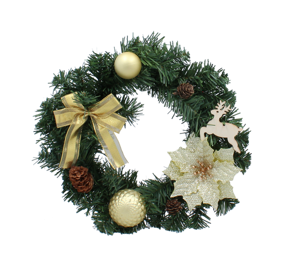 CORONĂ DE CRĂCIUN 30 CM AURIE *3919