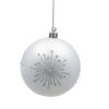 SET OF 6 CHRISTMAS BAUBLES SILVER 8 CM