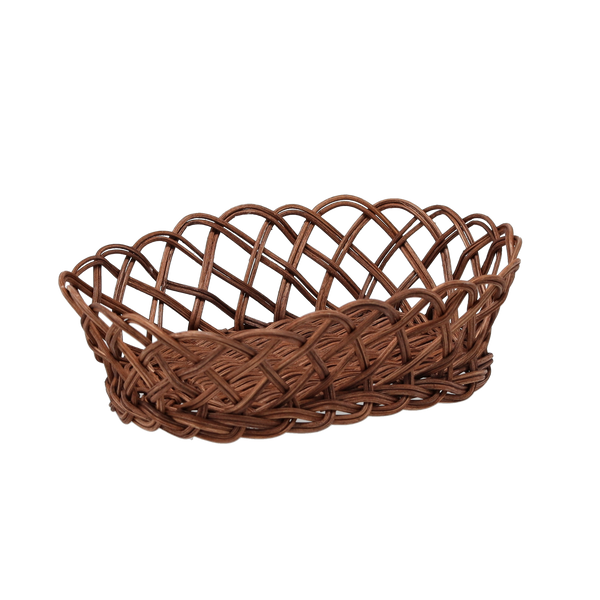 KOSZYK RATTANOWY OWALNY S 23 x 17 x 6 CM CZEKOLADOWY *6232