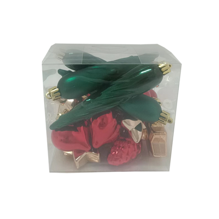 SET OF 20 BAUBLES RED/GOLD/GREEN