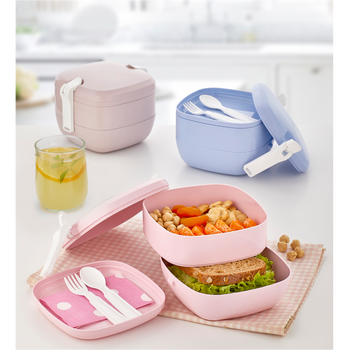 LUNCH BOX PODWÓJNY ZE SZTUĆCAMI