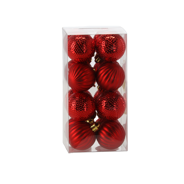 KPL. 16 BOMBIEK 4 CM ČERVENÝ/ZLATÝ/STRIEBORNÝ MIX VZOROV *7535