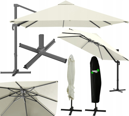GARDEN UMBRELLA "ROMA" 3 X 4 M BEIGE WITH COVER