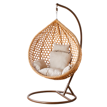 HANGING CHAIR SIZE. L BROWN, CUSHION BEIGE, FRAME BROWN *0186