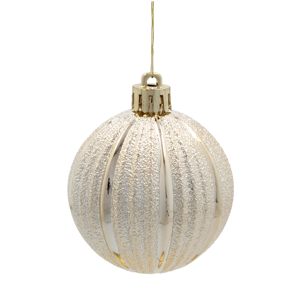 SET OF 12 ORNAMENTS 6 CM CHAMPAGNE/GRAY/WHITE