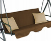 ZAHRADNÍ HOUPAČKA A-TYPE 170 x 118 x 153 cm HNĚDÁ S BEŽOVÝMI POD. A PODSTAVCI NA HRNEK *7626