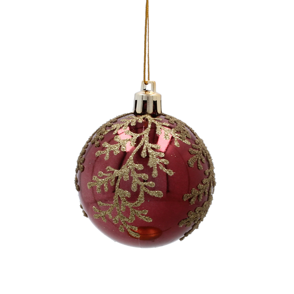 SET OF 8 CHRISTMAS BAUBLES RED 6 CM