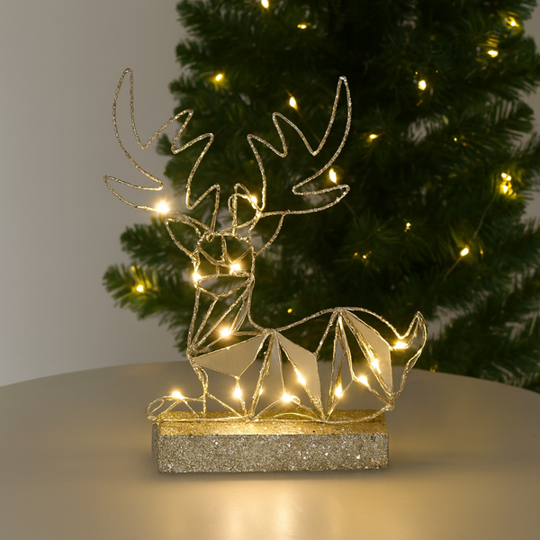 CHRISTMAS DECORATION - LED REINDEER SITTING 38 CM GEOMETRIC
