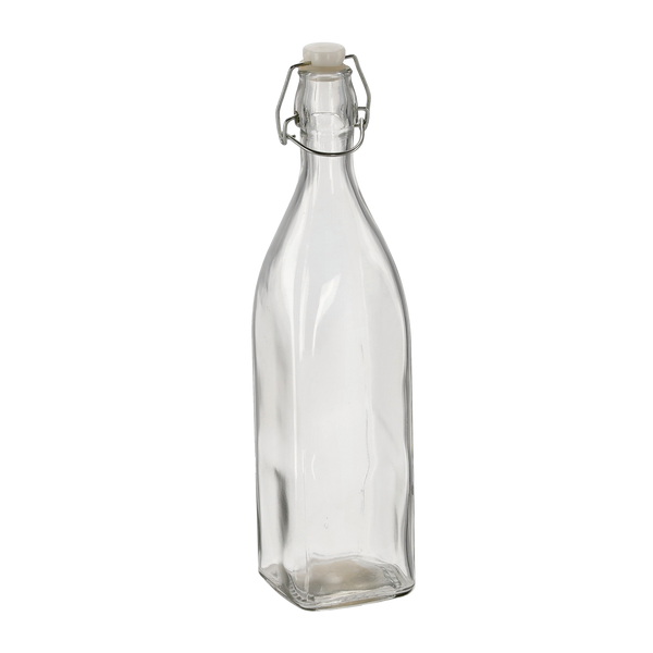 BOTTLE 0.95L SQUARE WITH MECHANICAL STOPPER