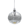 SET OF 8 CHRISTMAS BAUBLES SILVER 6 CM