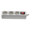 EXTENSION CORD POWER STRIP WITH SWITCH 3 SOCKETS 1.5M WHITE